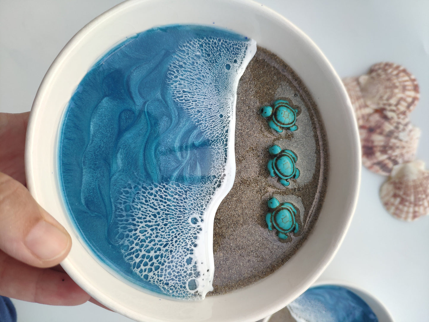 Turtle Gift Ceramic Jewelry Dish Ocean Wave Ring Dish Beach Unique Gifts for Her 7th Anniversary Gift Unique Birthday Gifts for Friends