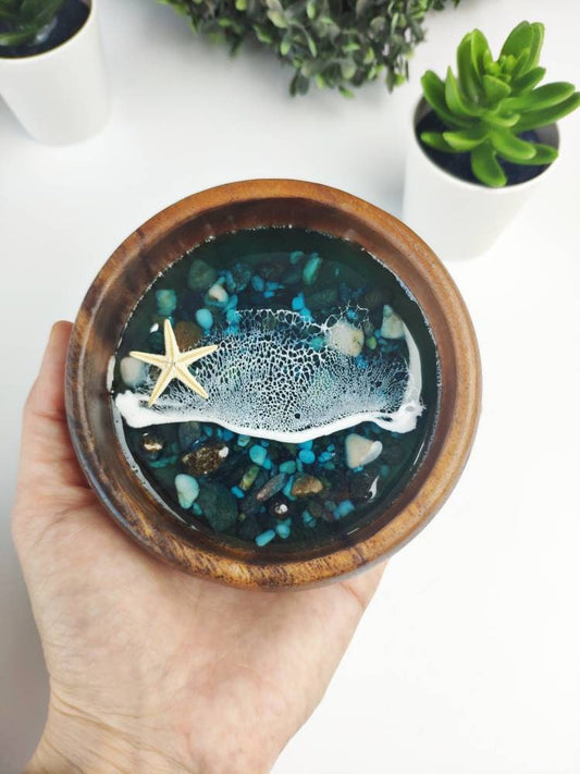 Personalized Gift for Girlfriend Gift for Him Best Friend Jewelry Dish Beach Themed Resin Art Gift for Teacher Gift for Mum Pebble Art Gift