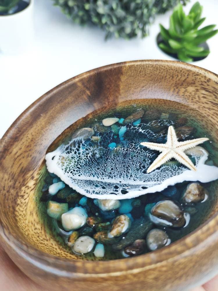 Personalized Gift for Girlfriend Gift for Him Best Friend Jewelry Dish Beach Themed Resin Art Gift for Teacher Gift for Mum Pebble Art Gift