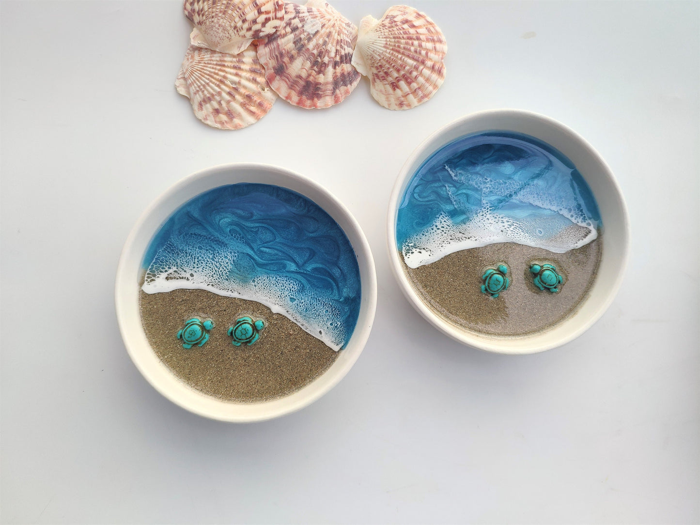 Turtle Gift Ceramic Jewelry Dish Ocean Wave Ring Dish Beach Unique Gifts for Her 7th Anniversary Gift Unique Birthday Gifts for Friends