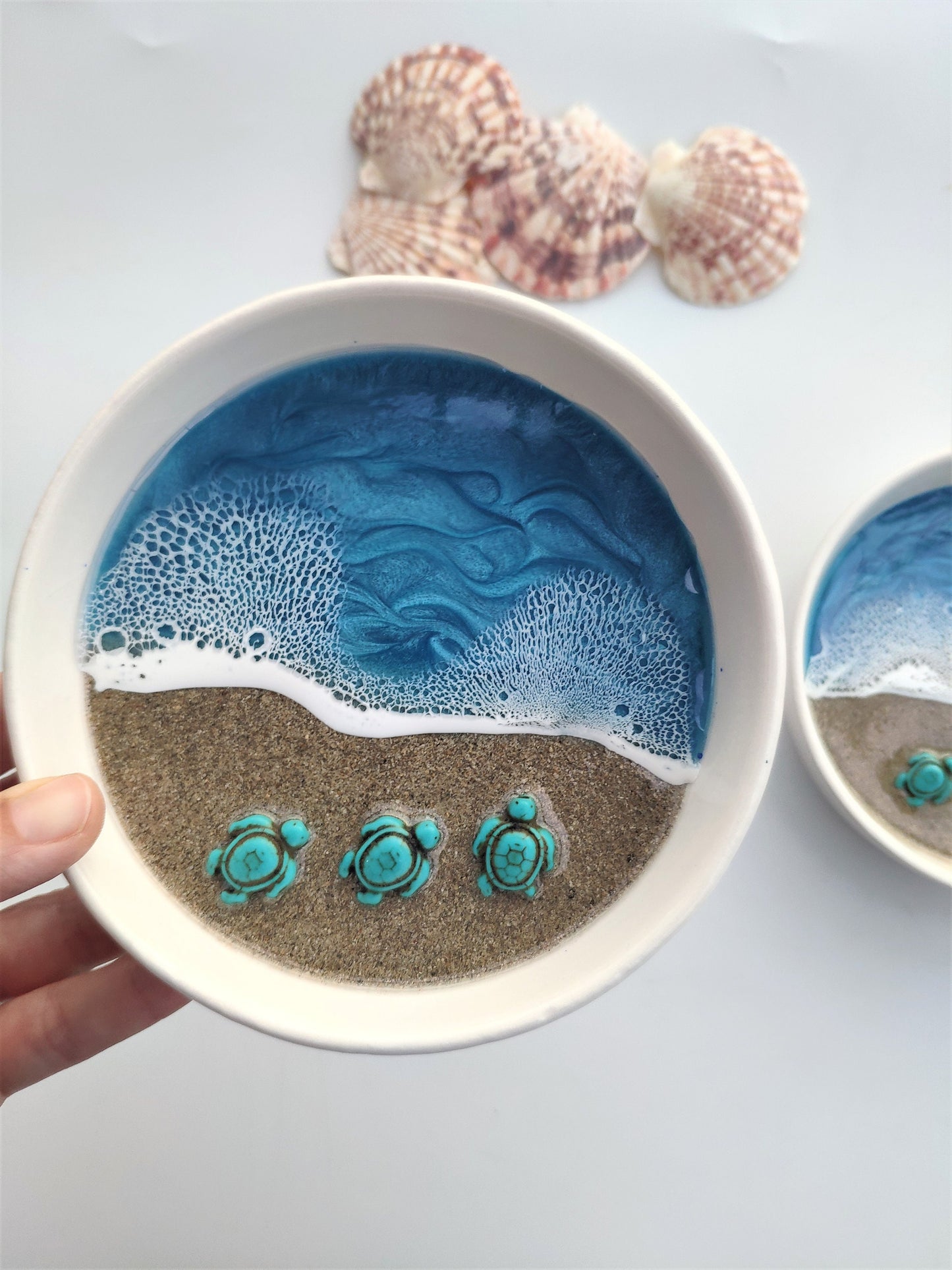 Turtle Gift Ceramic Jewelry Dish Ocean Wave Ring Dish Beach Unique Gifts for Her 7th Anniversary Gift Unique Birthday Gifts for Friends