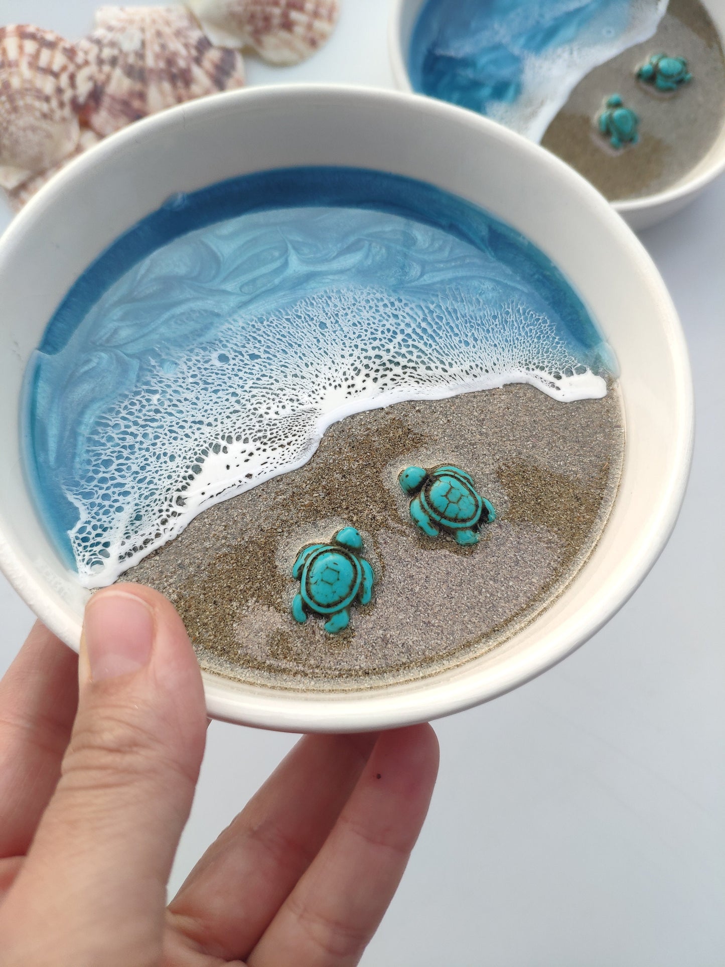 Turtle Gift Ceramic Jewelry Dish Ocean Wave Ring Dish Beach Unique Gifts for Her 7th Anniversary Gift Unique Birthday Gifts for Friends